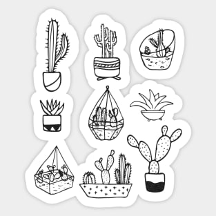 Cactus Family Ink Design Sticker